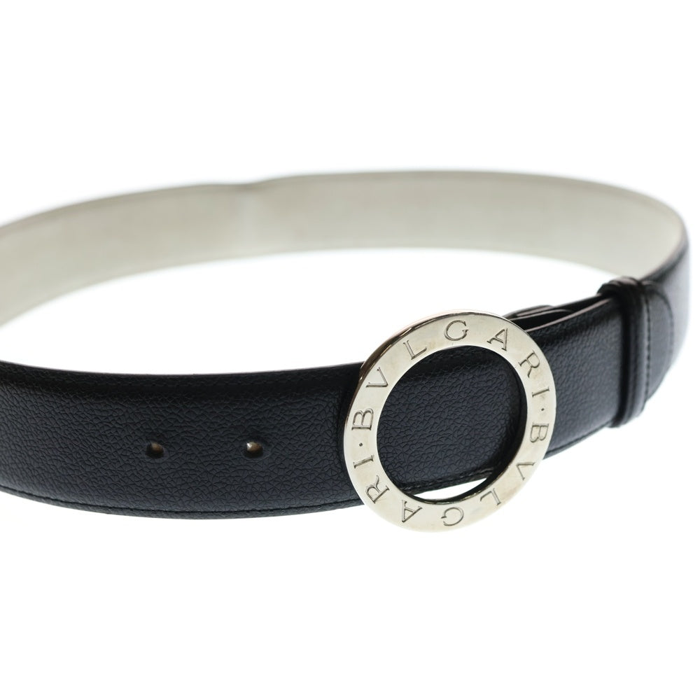 BVLGARI(ブルガリ) LOETEA ダブルロゴ バックル レザーベルト ブラック/シルバー