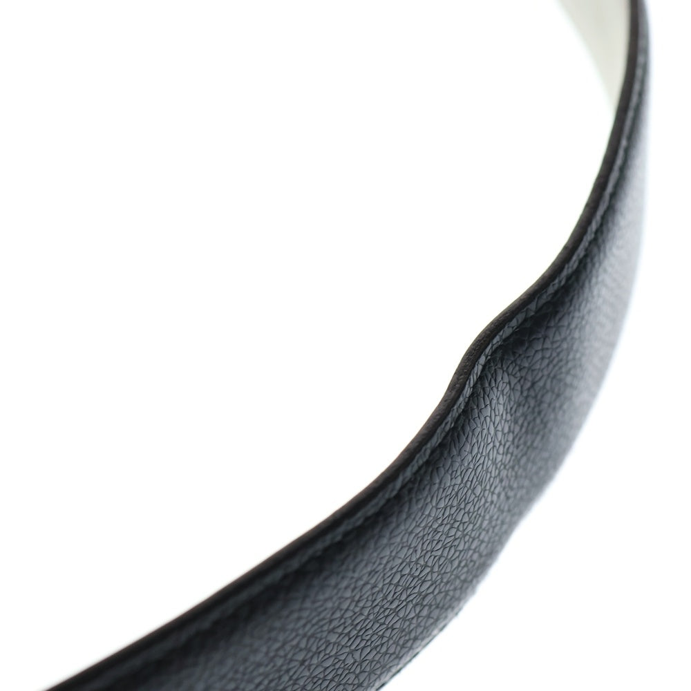 BVLGARI(ブルガリ) LOETEA ダブルロゴ バックル レザーベルト ブラック/シルバー