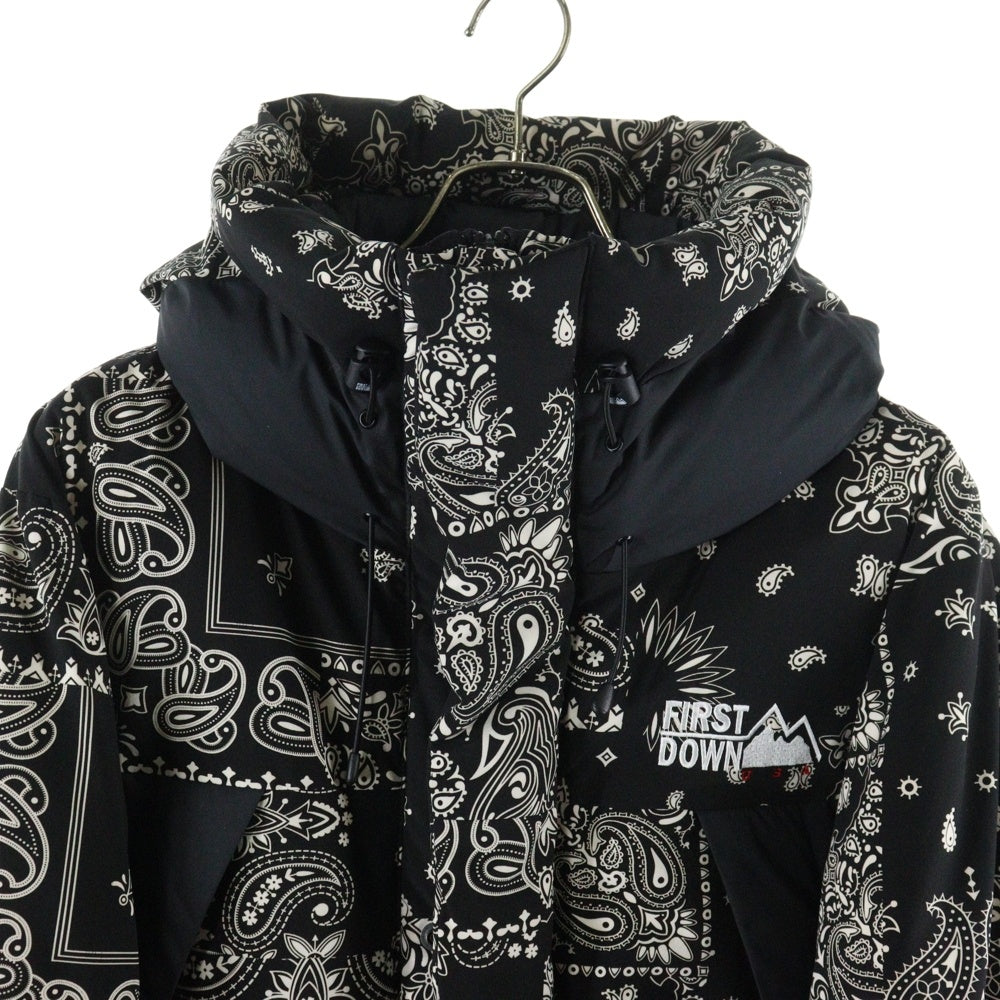 FIRST DOWN(ファーストダウン) ×FREAK'S STORE フリークスストア ペイズリー柄 ダウンジャケット アウター ブラック 203-1501
