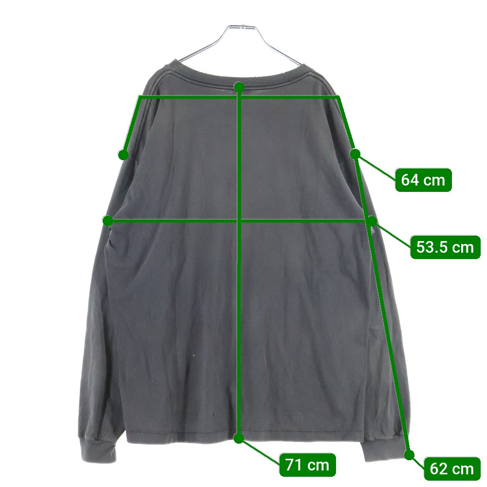 SAINT MICHAEL(セントマイケル) 22AW DT LS TEE HELL ヘル プリント クルーネック 長袖Tシャツ カットソー ブラック SM-A22-0000-087