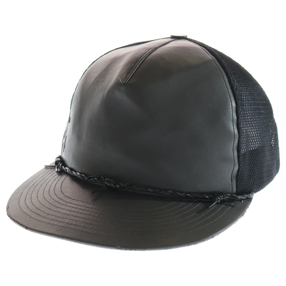cvtvlist(カタリスト) フェイクレザー ロゴ刺繍メッシュキャップ ブラック 2401020501