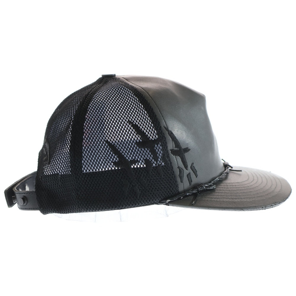 cvtvlist(カタリスト) フェイクレザー ロゴ刺繍メッシュキャップ ブラック 2401020501