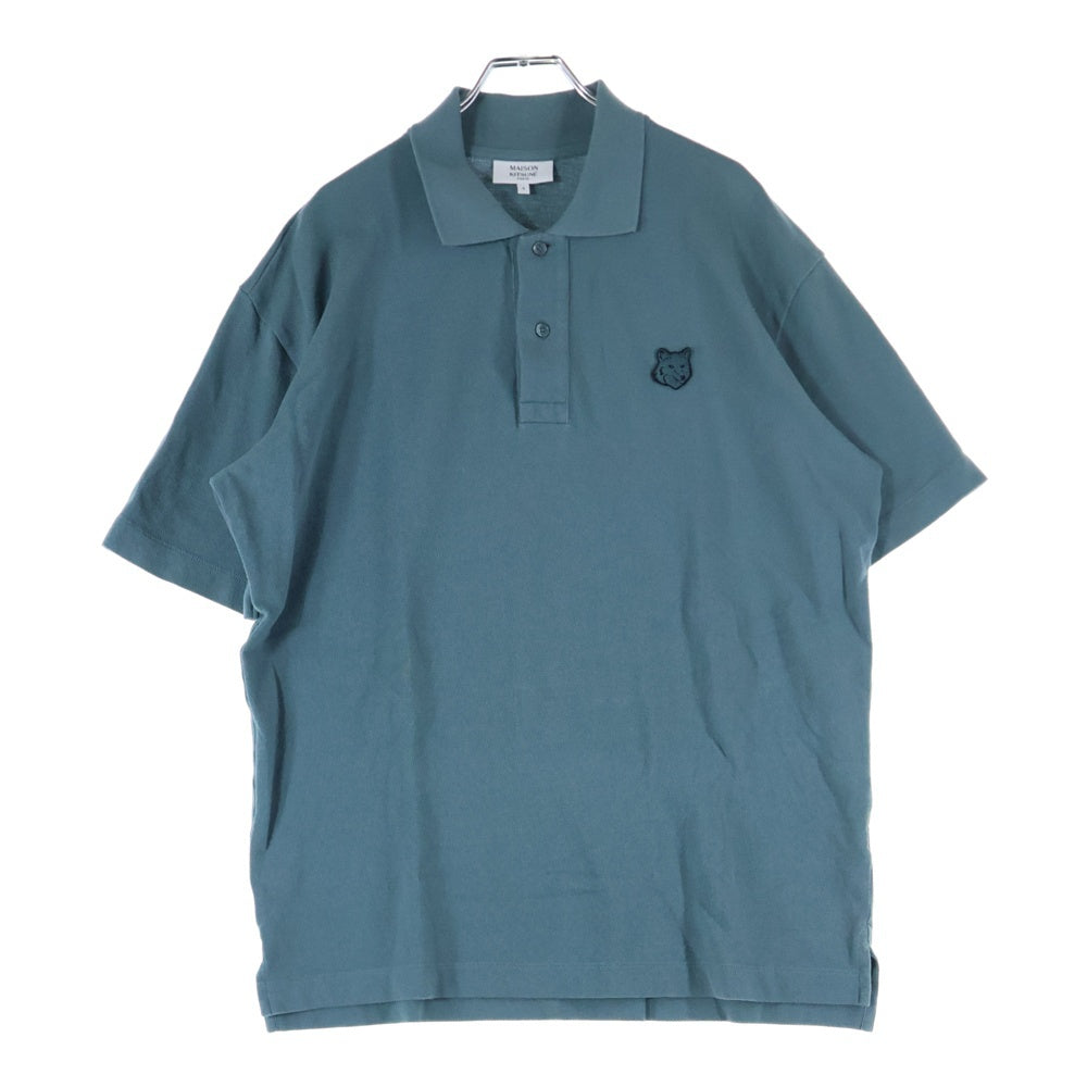 MAISON KITSUNE(メゾンキツネ) フロント刺繡 半袖ポロシャツ ライトブルー MM00210KJ7010