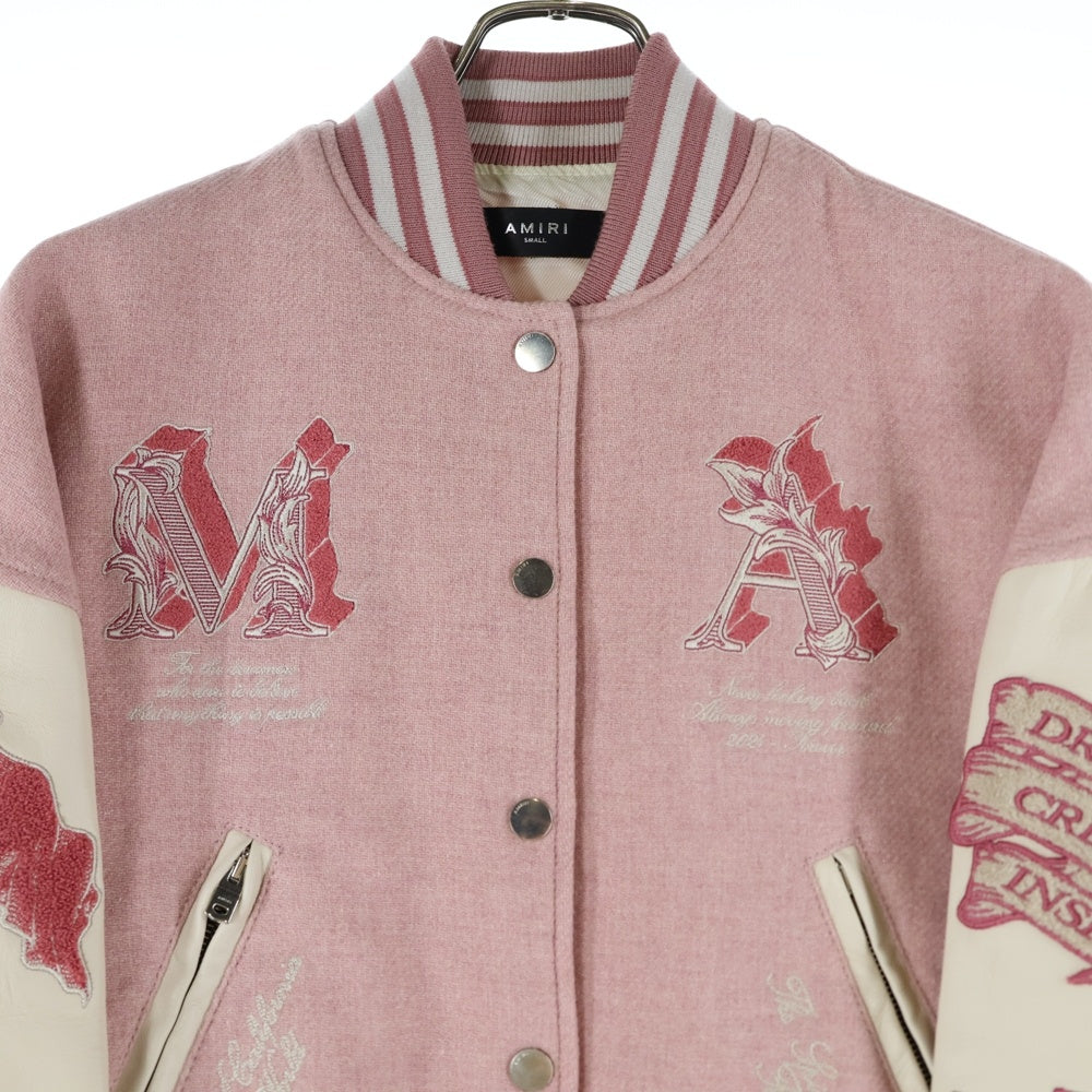 AMIRI(アミリ) Angegel Varsity Jacket エンジェル MAロゴ刺? バーシティ ジャケット スタジャン ピンク