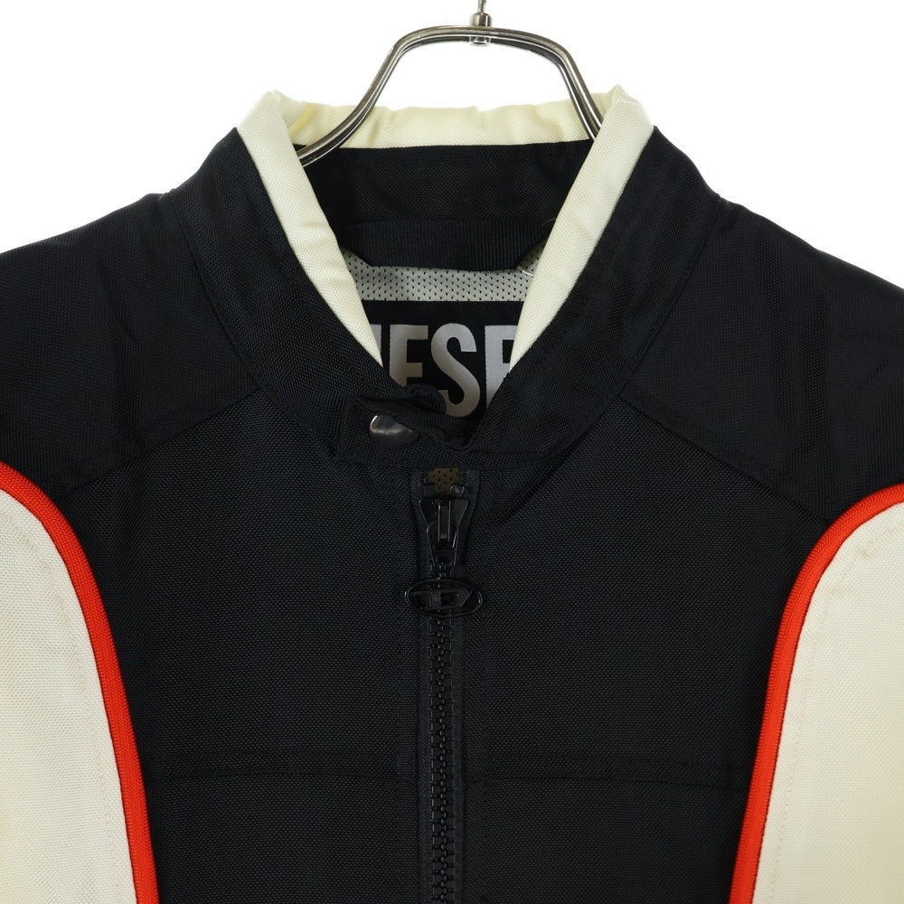DIESEL(ディーゼル) J-BLINK JACKET A06132 バイカージャケット ジップアップナイロンジャケット ブラック/ベージュ A06132
