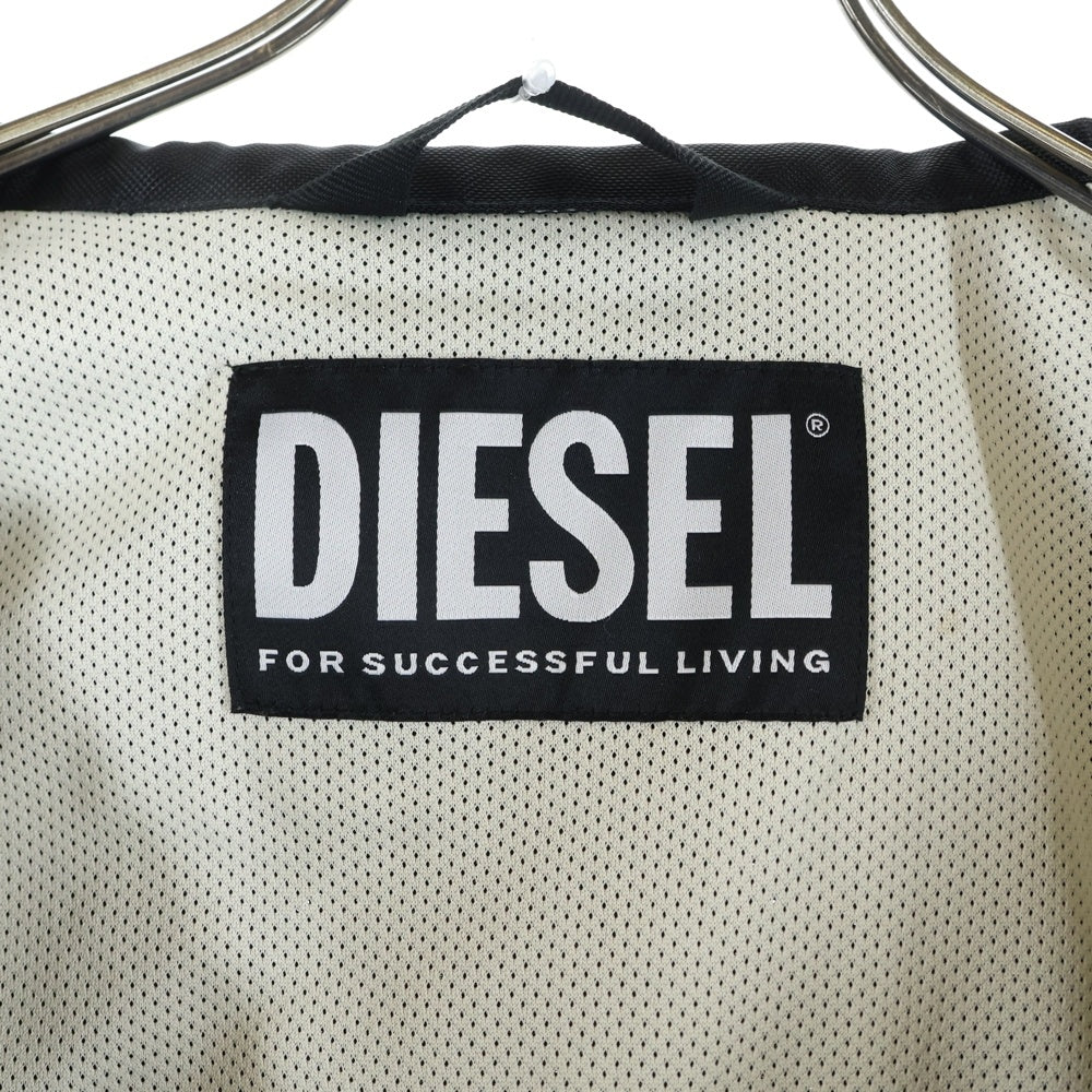 DIESEL(ディーゼル) J-BLINK JACKET A06132 バイカージャケット ジップアップナイロンジャケット ブラック/ベージュ A06132
