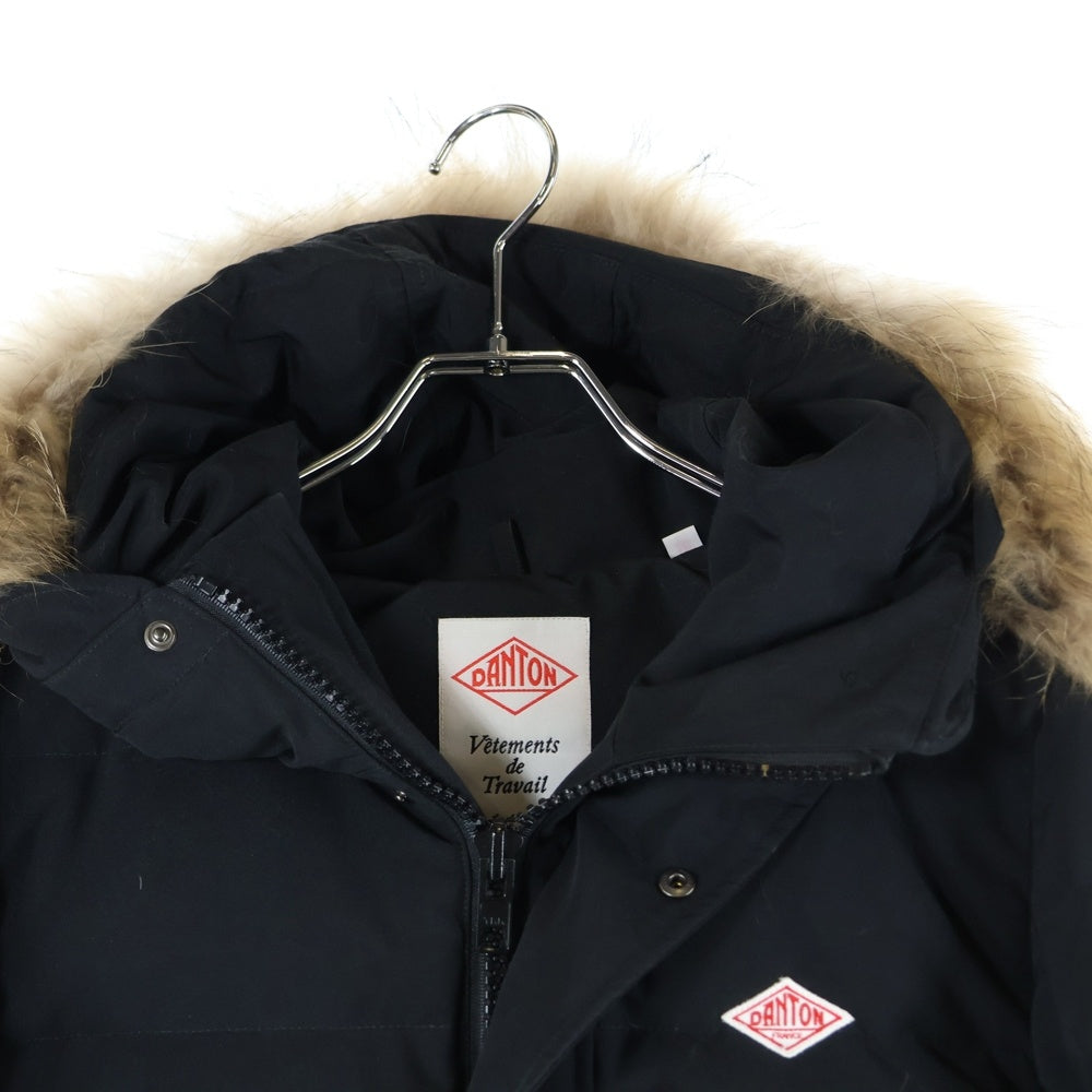 DANTON(ダントン) フーデッド ジップアップ ダウンコート ジャケット リアルファー ブラック 18A-FA-002