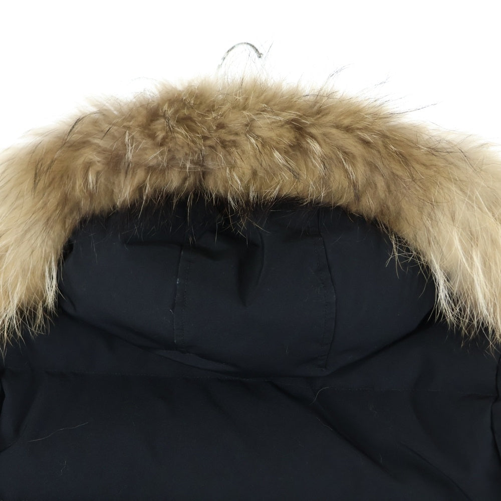 DANTON(ダントン) フーデッド ジップアップ ダウンコート ジャケット リアルファー ブラック 18A-FA-002