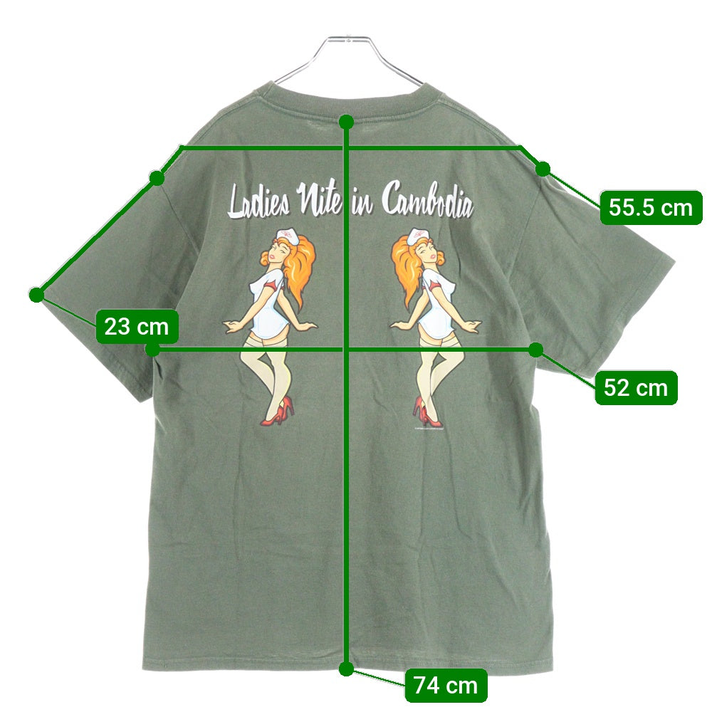 VINTAGE(ヴィンテージ) 90's LIMP BIZKIT LADIES NITE IN CAMBODIA GIANT リンプビズキット 両面プリント半袖Tシャツ カットソー カーキ