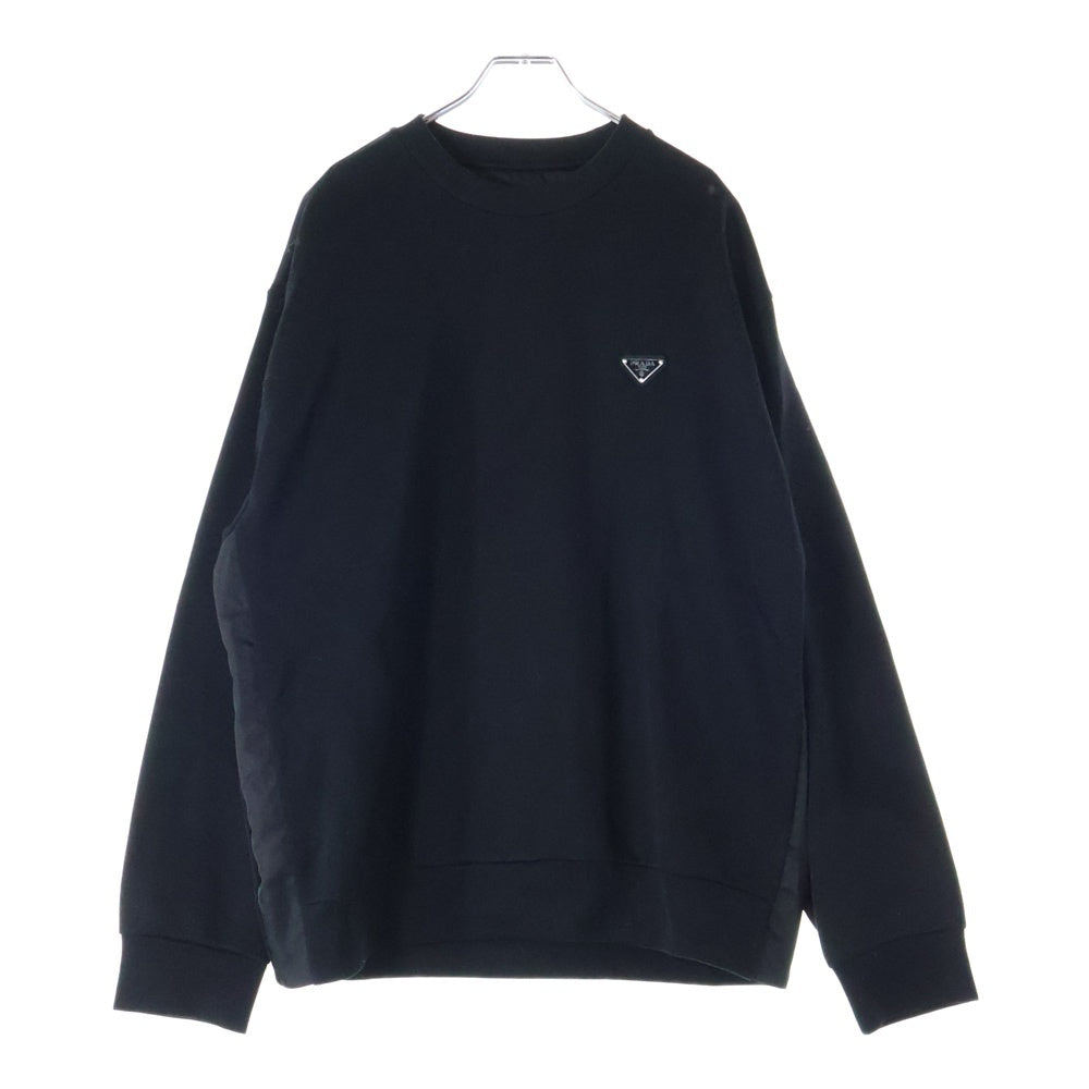 PRADA(プラダ) 22AW RE-NYLON トライアングルロゴ スウェットクルーネックシャツ ブラック UJL30A S222 110Q