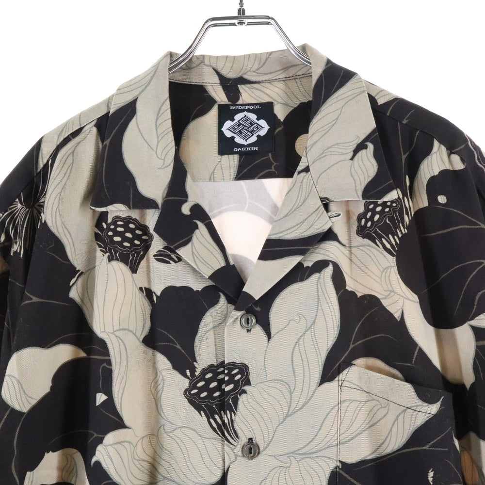 GAKKIN(ガッキン) ×BUDSPOOL HAWAIIAN SHIRT バッドスプール 浮蓮華 ハワイアン半袖シャツ ブラウン