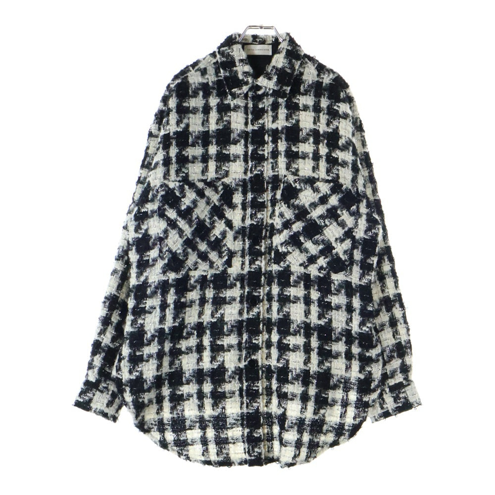 FAITH CONNEXION(フェイスコネクション) Oversized Metallic Tweed Overshirt オーバーサイズ メタリック ツイード オーバーシャツ ジャケット ホワイト/ブラック X1819T00420