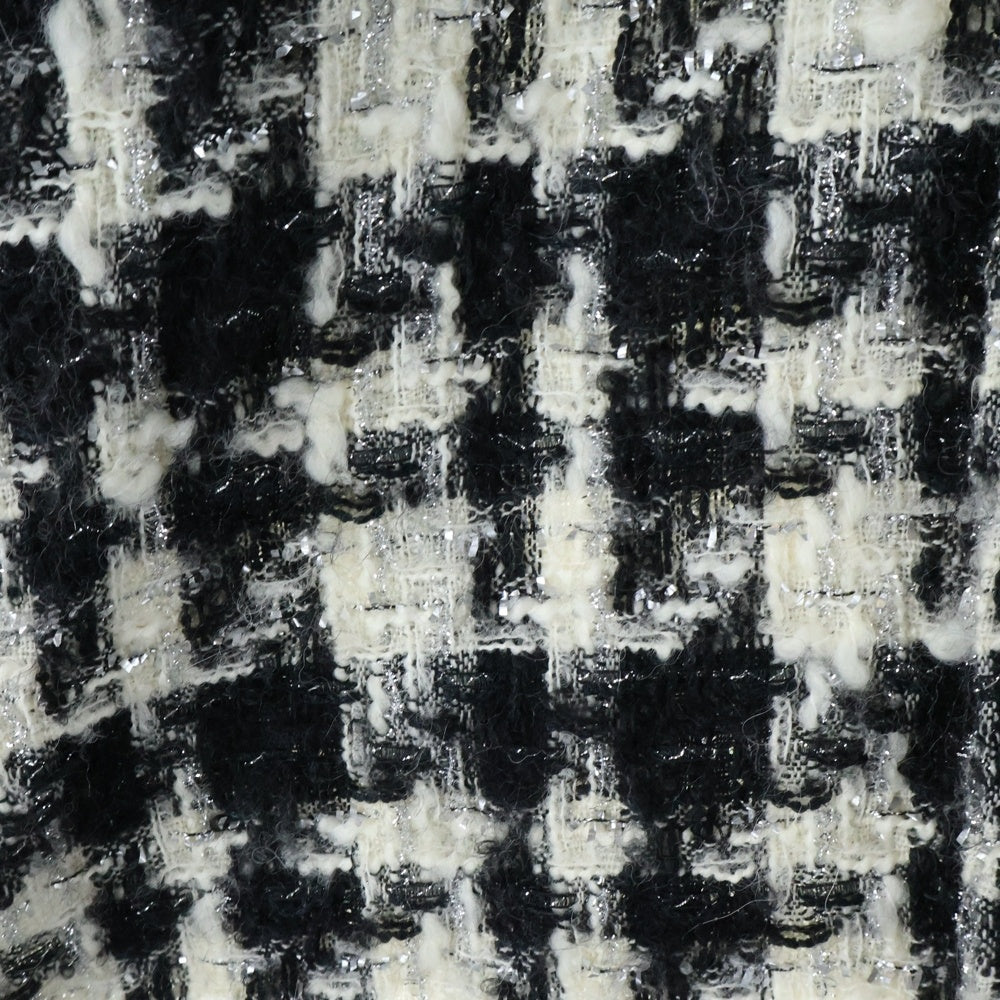 FAITH CONNEXION(フェイスコネクション) Oversized Metallic Tweed Overshirt オーバーサイズ メタリック ツイード オーバーシャツ ジャケット ホワイト/ブラック X1819T00420