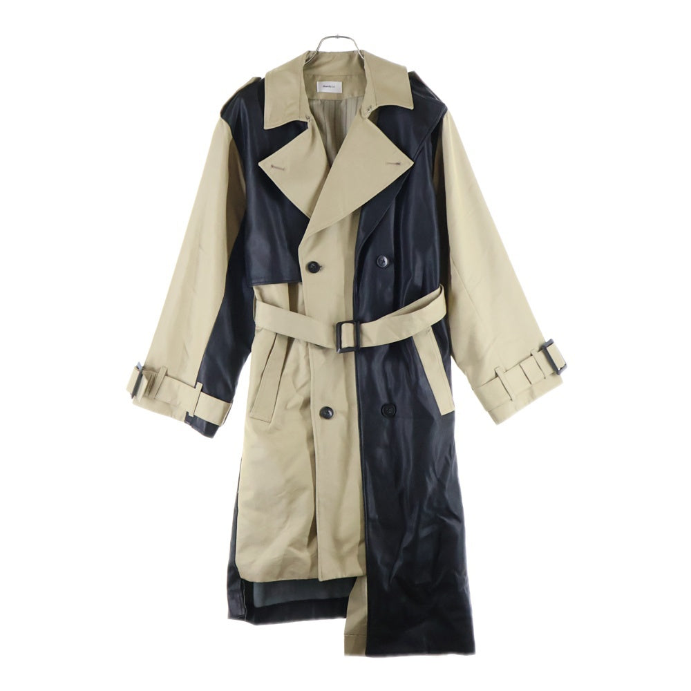 NO BRAND(ノーブランド) 【disem By Siik】 【ディゼムバイシーク】 レザー切替 ドッキング トレンチコート ジャケット ベージュ