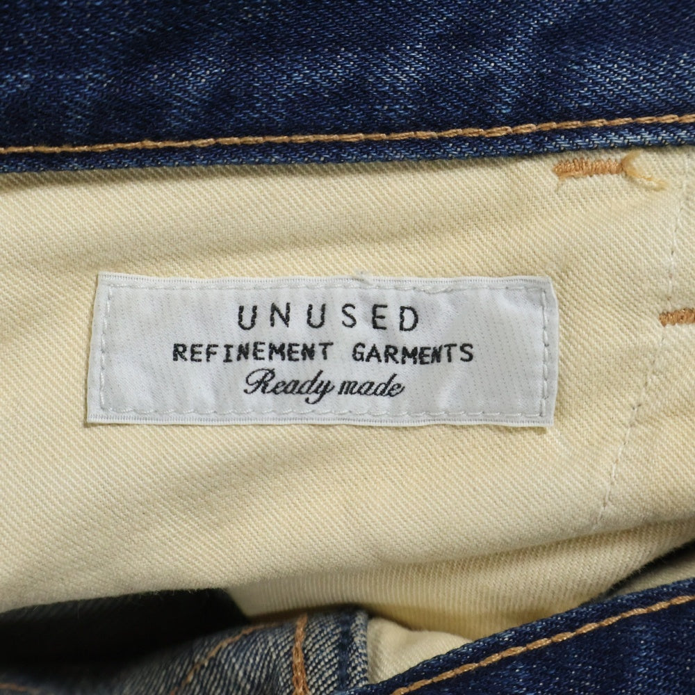 UNUSED(アンユーズド) ダメージ加工 ストレート デニム パンツ インディゴ