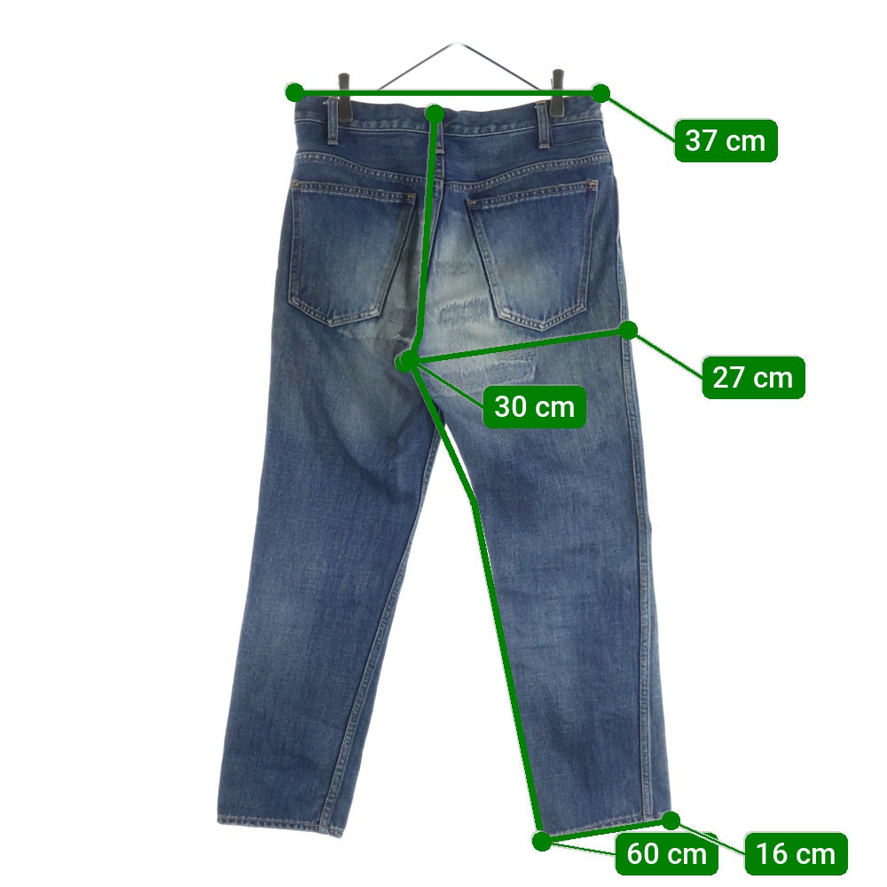 UNUSED(アンユーズド) ダメージ加工 ストレート デニム パンツ インディゴ