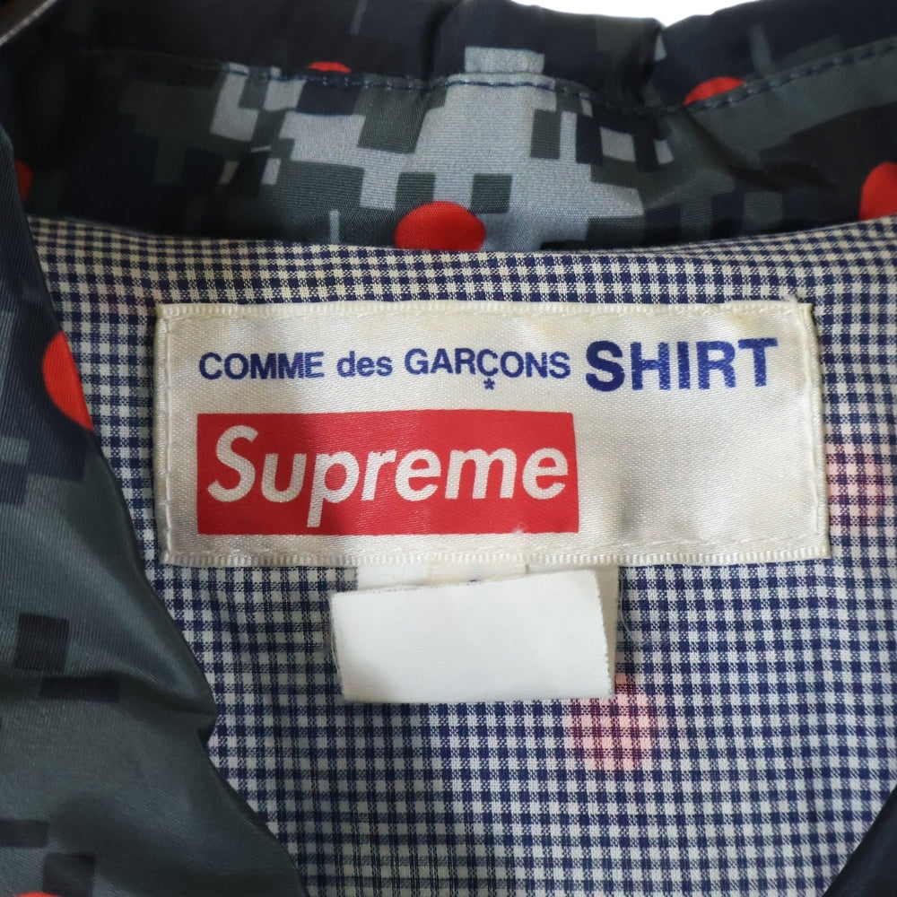 SUPREME(シュプリーム) 13SS ×COMME des GARCONS SHIRT Digi Camo Coach Jacket デジタルカモ ドット柄 ナイロン コーチングジャケット ブラック/レッド