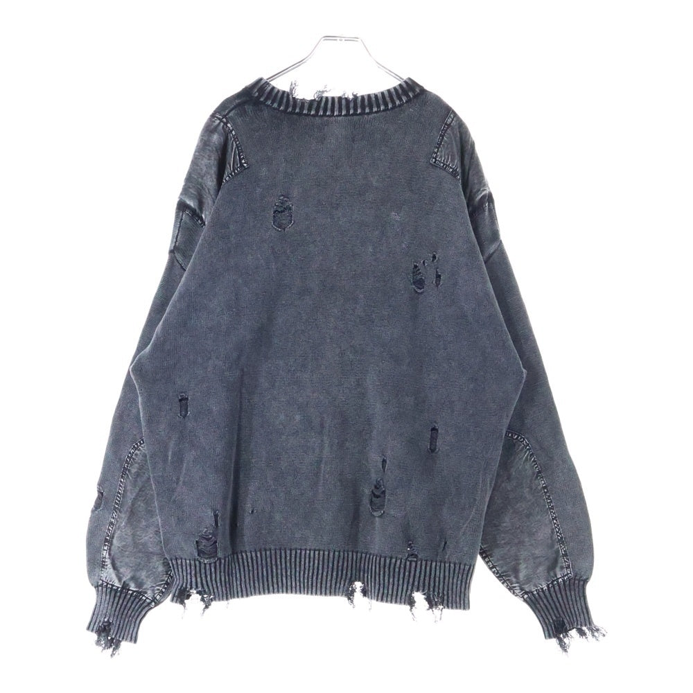 Danke Schon(ダンケシェーン) MILS KNIT CREWNECK ダメージプルオーバニット 25A-KNL041-DS ブラック