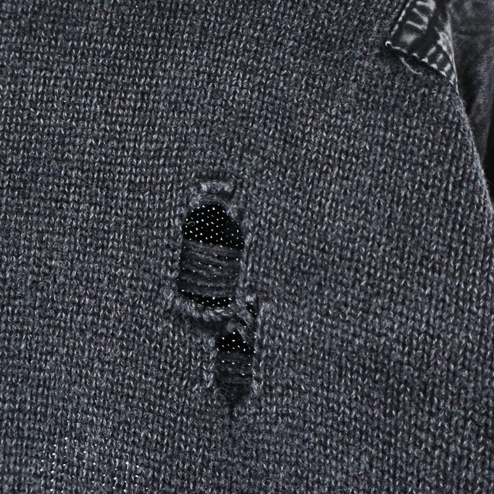 Danke Schon(ダンケシェーン) MILS KNIT CREWNECK ダメージプルオーバニット 25A-KNL041-DS ブラック