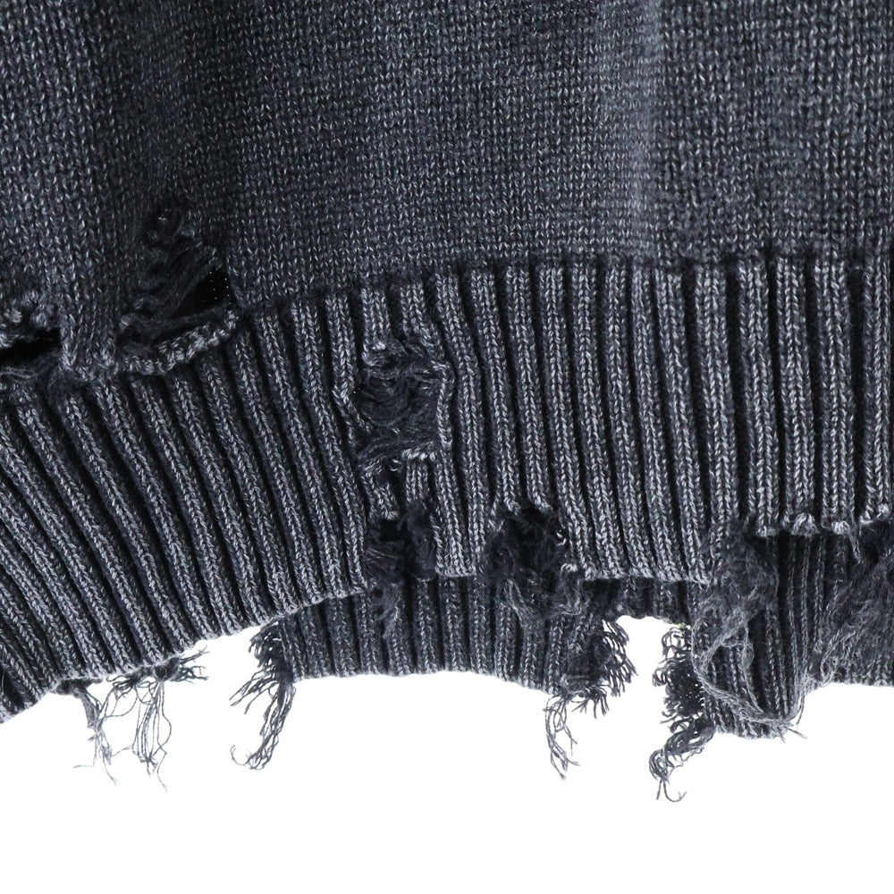 Danke Schon(ダンケシェーン) MILS KNIT CREWNECK ダメージプルオーバニット 25A-KNL041-DS ブラック