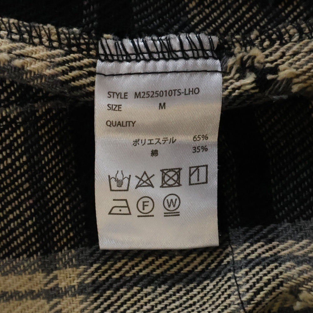 Danke Schon(ダンケシェーン) W-POCKET DAMAGE CHECK SHIRTS ダブルポケット ダメージ チェック 長袖シャツ ロングシャツ M2525010TS-LHO ブラック