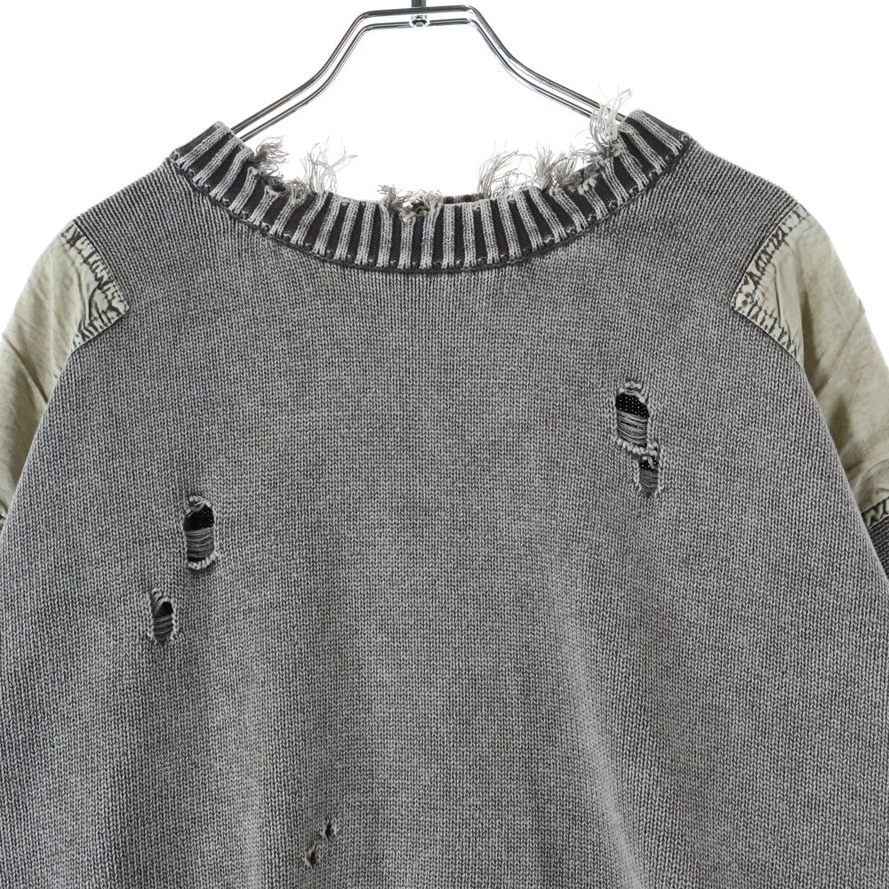 Danke Schon(ダンケシェーン) MILS KNIT CREWNECK ダメージプルオーバニット 25A-KNL041-DS ベージュ