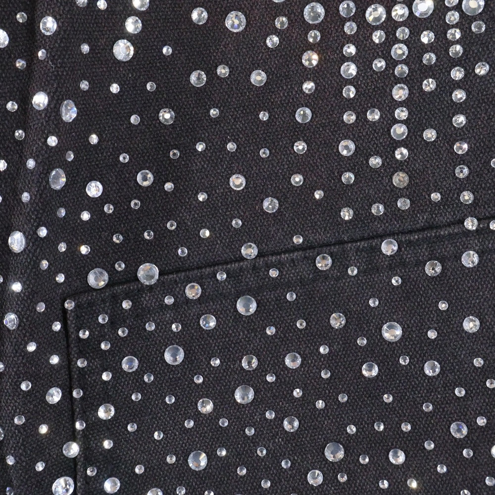 BIRTH OF ROYAL CHILD(バースオブロイヤルチャイルド) REDIAL 20K DIAMOND JORTS ラインストーン付きデニムショーツ ハーフパンツ ブラック