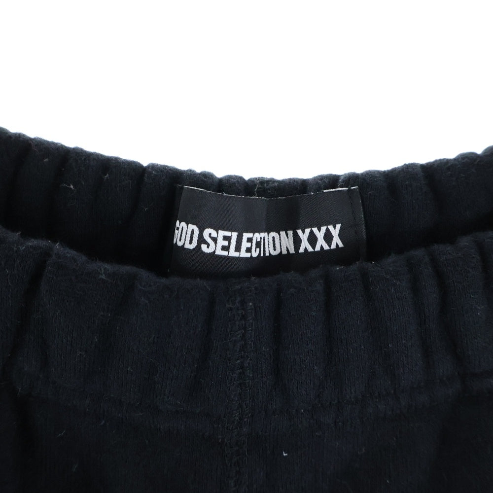 GOD SELECTION XXX(ゴッドセレクショントリプルエックス) ワッペンロゴ スウェットハーフパンツ ショーツ ブラック