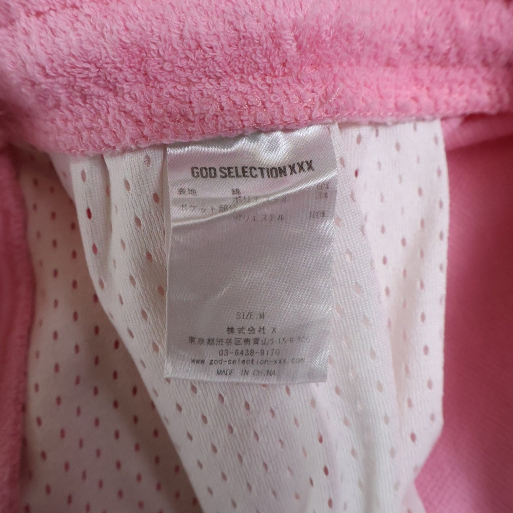GOD SELECTION XXX(ゴッドセレクショントリプルエックス) ワッペンロゴ パイル地 ハーフパンツ ショーツ ピンク