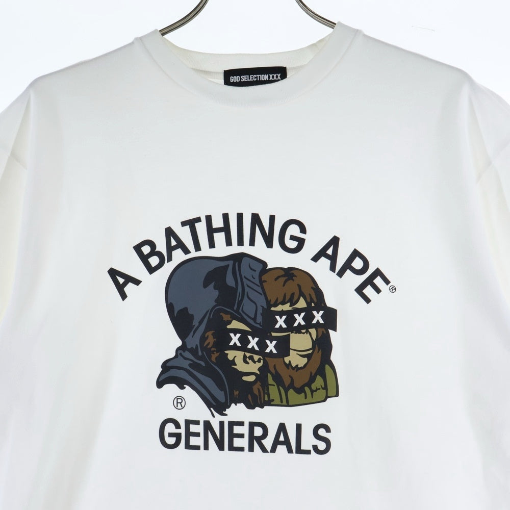 GOD SELECTION XXX(ゴッドセレクショントリプルエックス) ×アベイシングエイプ ベートーヴェン ロゴプリント 半袖Tシャツ カットソー ホワイト