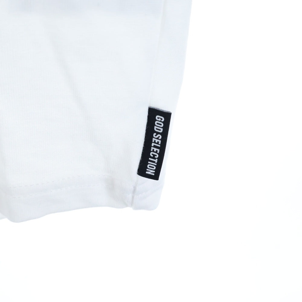 GOD SELECTION XXX(ゴッドセレクショントリプルエックス) フロントロゴ ラグラン 七分丈Tシャツ カットソー ブラック/ホワイト