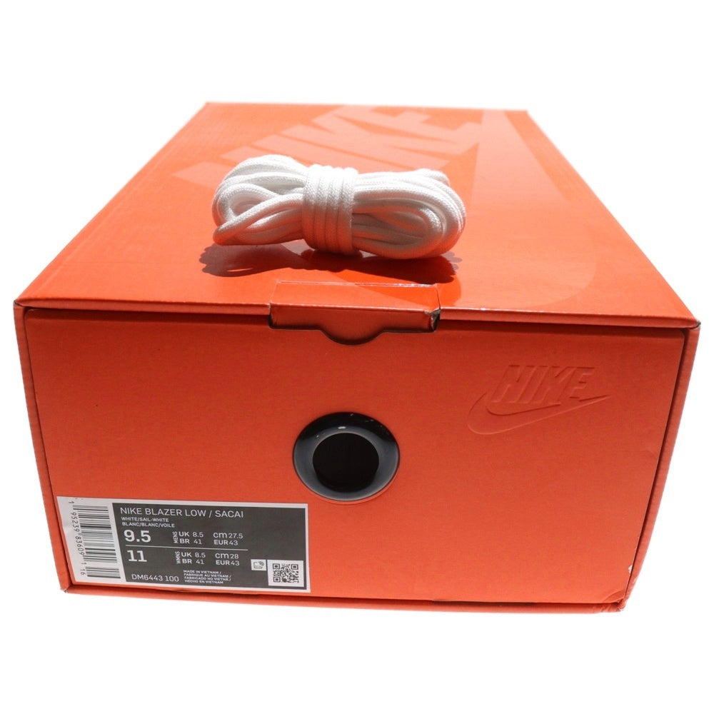 NIKE(ナイキ) ×SACAI BLAZER LOW WHITE PATENT LEATHER サカイ ブレイザー パテント レザーローカットスニーカー ホワイト US9.5/27.5cm DM6443-100