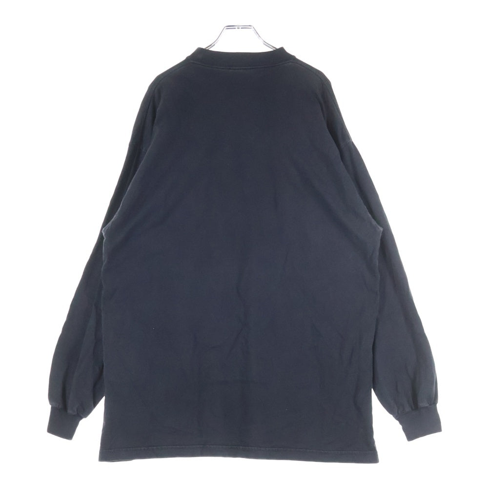 BALENCIAGA(バレンシアガ) 23AW ロゴ刺繡 ヴィンテージ加工 長袖Tシャツ ロングTシャツ ロングスリーブ ブラック 739027 TOVV6