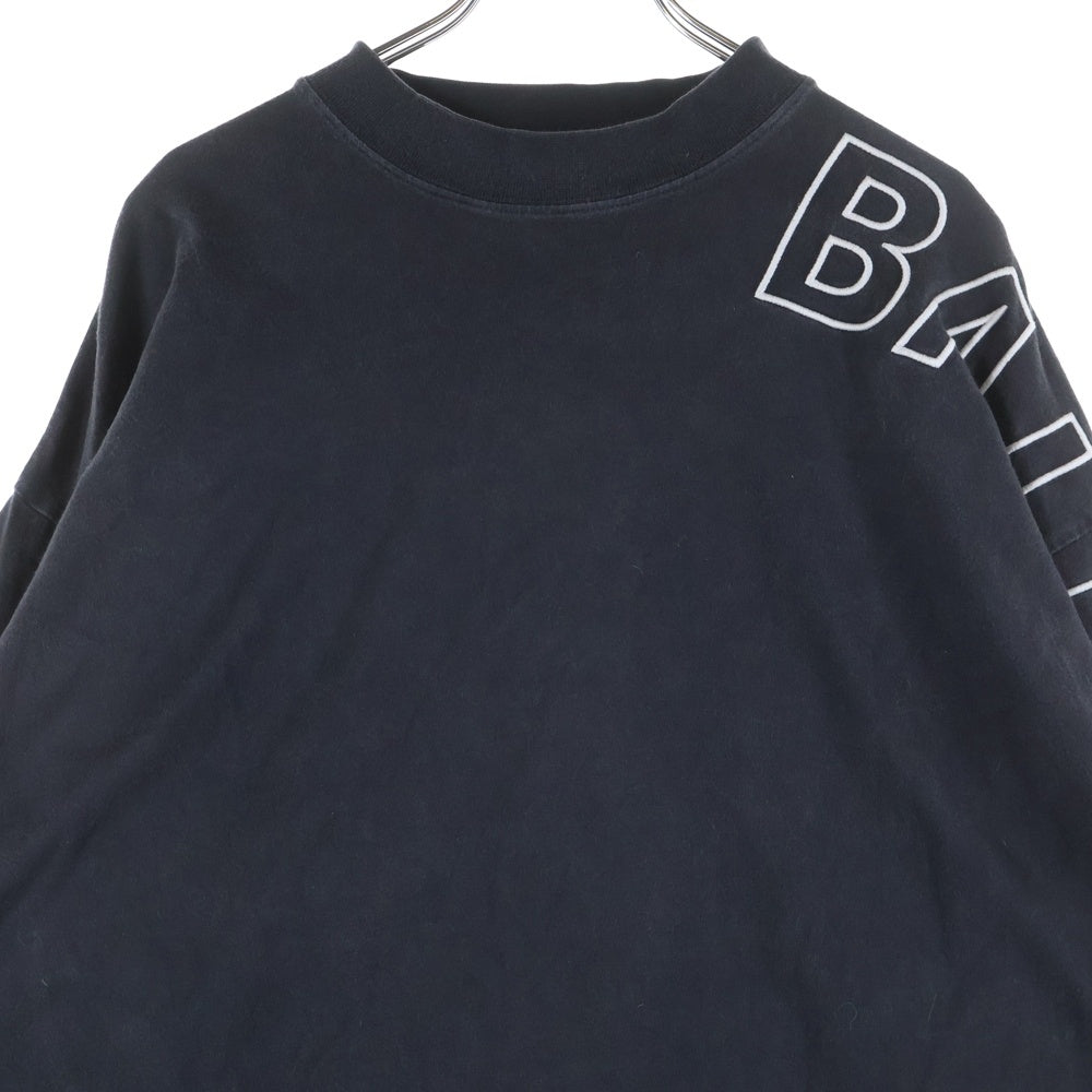BALENCIAGA(バレンシアガ) 23AW ロゴ刺繡 ヴィンテージ加工 長袖Tシャツ ロングTシャツ ロングスリーブ ブラック 739027 TOVV6