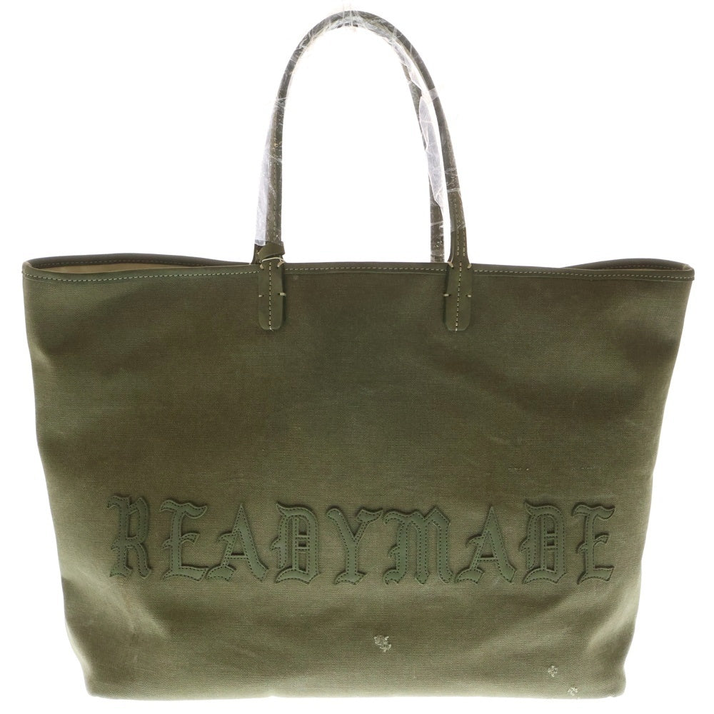 READY MADE(レディメイド) 25AW DOROTHY BAG L ドロシーバッグ ロゴパッチ ヴィンテージ加工ハンドバッグ トートバッグ カーキ RECL-CO-KH-00-01-162