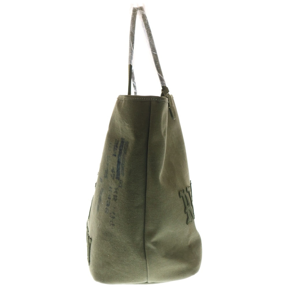 READY MADE(レディメイド) 25AW DOROTHY BAG L ドロシーバッグ ロゴパッチ ヴィンテージ加工ハンドバッグ トートバッグ カーキ RECL-CO-KH-00-01-162