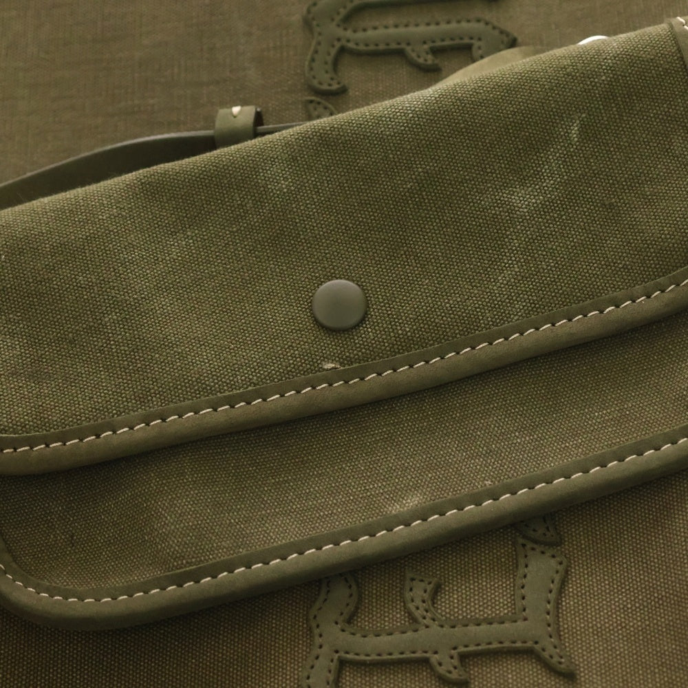 READY MADE(レディメイド) 25AW DOROTHY BAG L ドロシーバッグ ロゴパッチ ヴィンテージ加工ハンドバッグ トートバッグ カーキ RECL-CO-KH-00-01-162