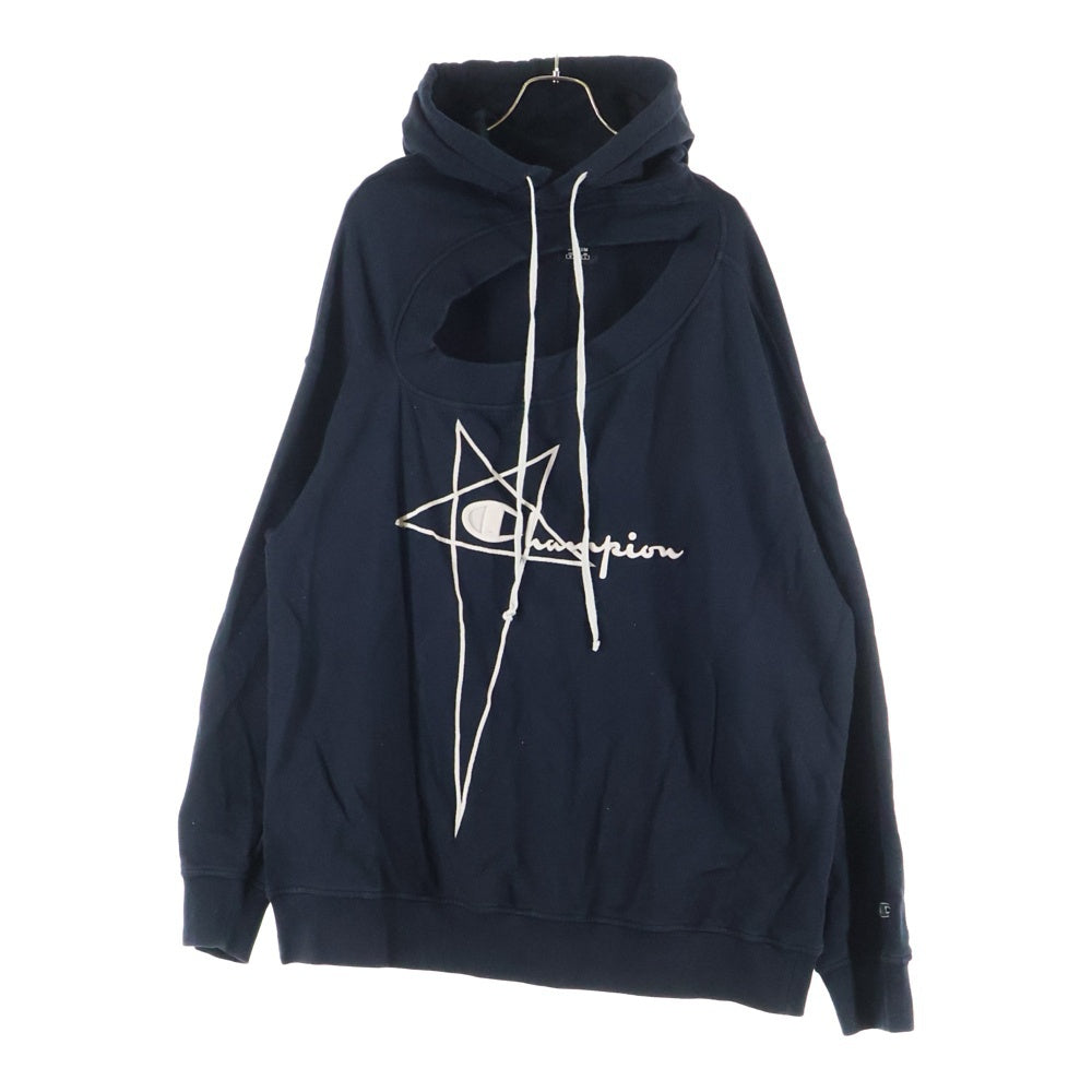 Rick Owens(リックオウエンス) 22SS ×Champion TOMMYH HOODIE チャンピオン トミーフーディー デザインスウェットパーカー ブラック CM01B7925ーCHFE