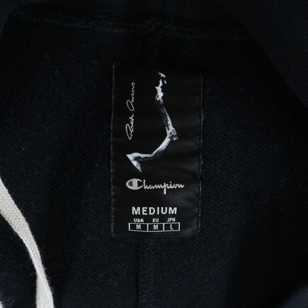 Rick Owens(リックオウエンス) 22SS ×Champion TOMMYH HOODIE チャンピオン トミーフーディー デザインスウェットパーカー ブラック CM01B7925ーCHFE