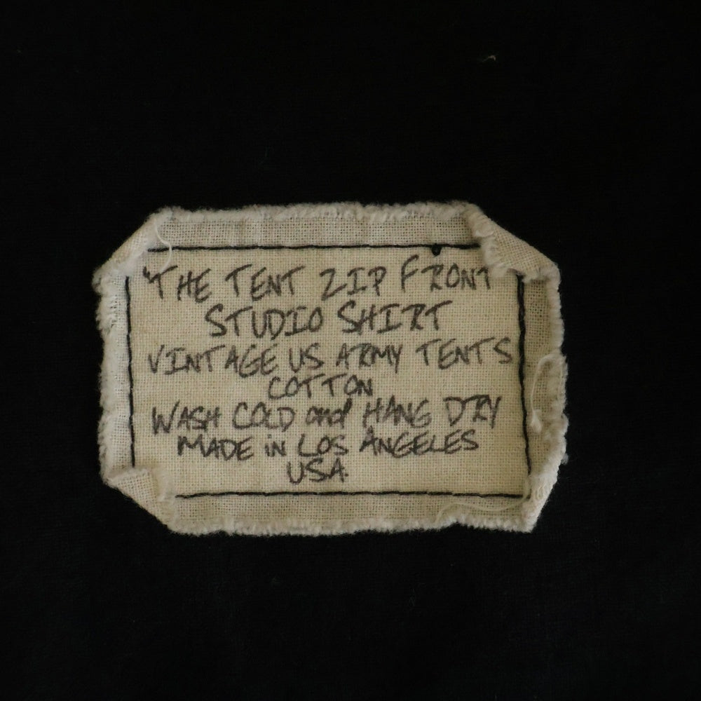 GREG LAUREN(グレッグローレン) TENT ZIP FRONT STUDIO SHIRT テントジップフロントスタジオシャツ ダメージ加工 ブラック
