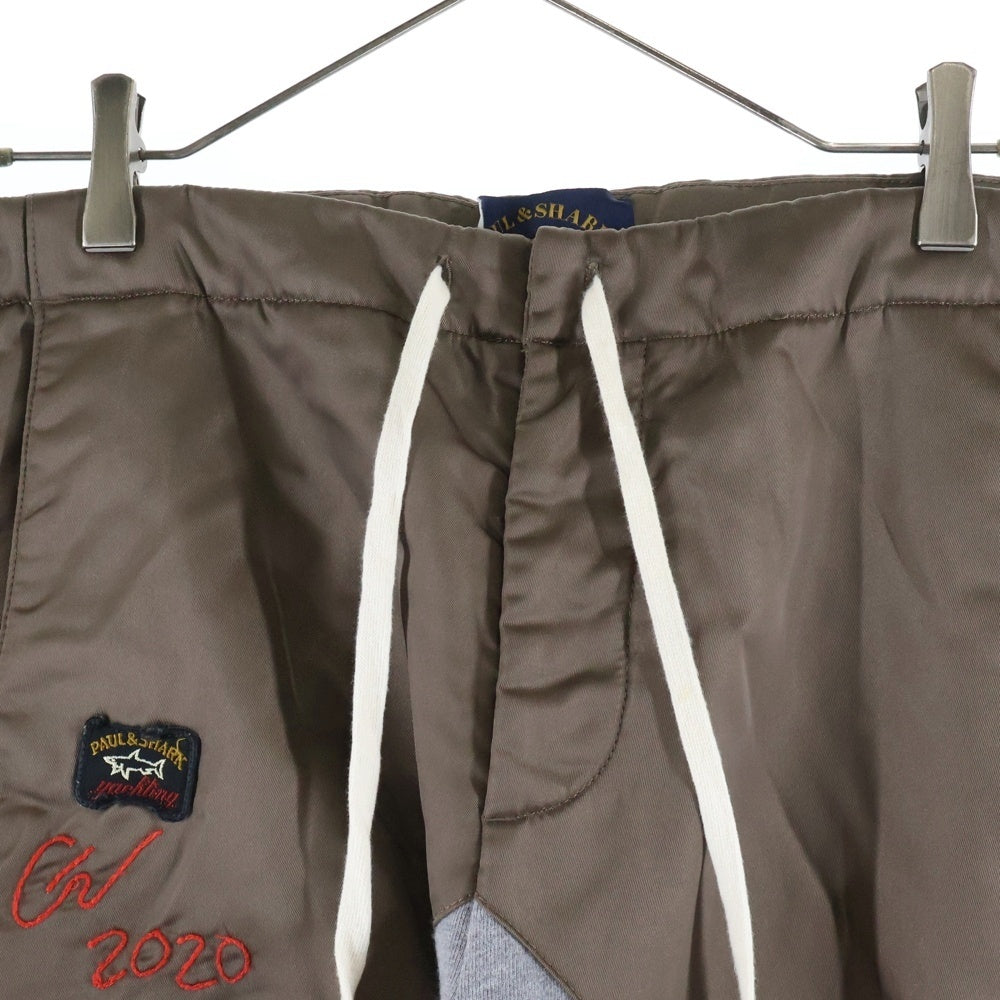 GREG LAUREN(グレッグローレン) ×Paul & Shark サイドストライプトラックパンツ 再構築 スウェットパンツ ブラウン/グレー