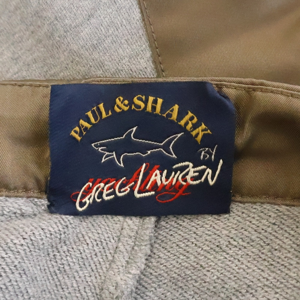 GREG LAUREN(グレッグローレン) ×Paul & Shark サイドストライプトラックパンツ 再構築 スウェットパンツ ブラウン/グレー