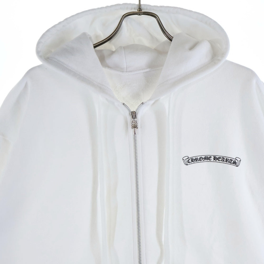 CHROME HEARTS(クロムハーツ) スクロールラベル バックラベルプリント 袖ロゴ ジップアップ パーカー ホワイト