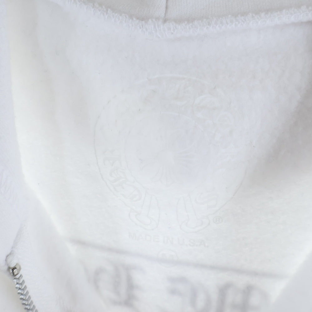 CHROME HEARTS(クロムハーツ) スクロールラベル バックラベルプリント 袖ロゴ ジップアップ パーカー ホワイト