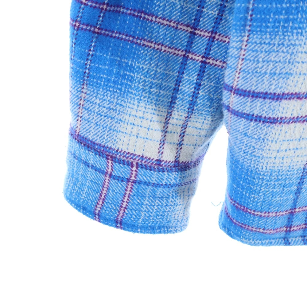 SUPREME(シュプリーム) 23AW Lined Flannel Snap バックロゴ刺繍 裏地ボアフランネル長袖シャツ ブルー調