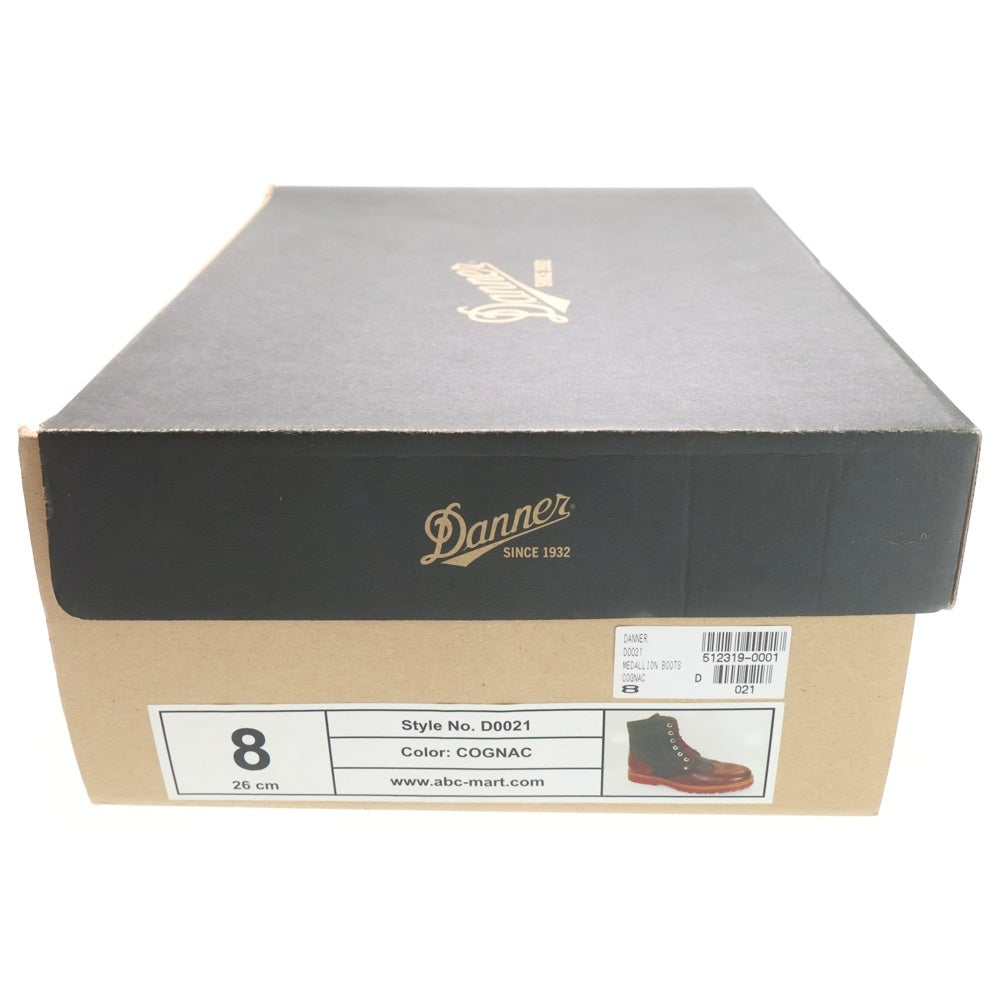 DANNER(ダナー) メダリオンブーツ ウイングチップ レザーハイブーツ ブラウン D0021