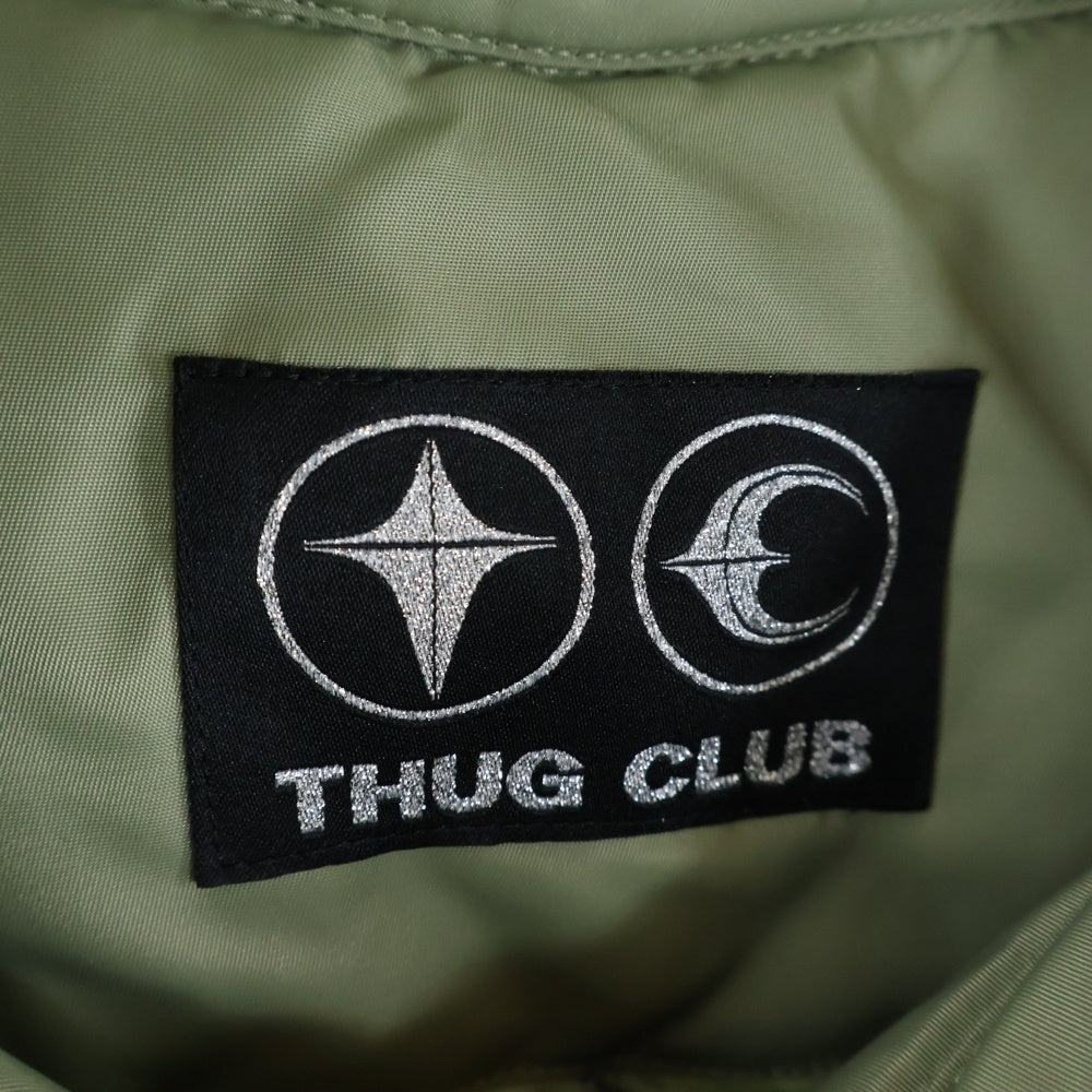 THUG CLUB(サグクラブ) 24AW NYLON STUDDED BOMBER ナイロン スタッズ ブルゾン MA-1 ボンバージャケット カーキ TC24JP1303
