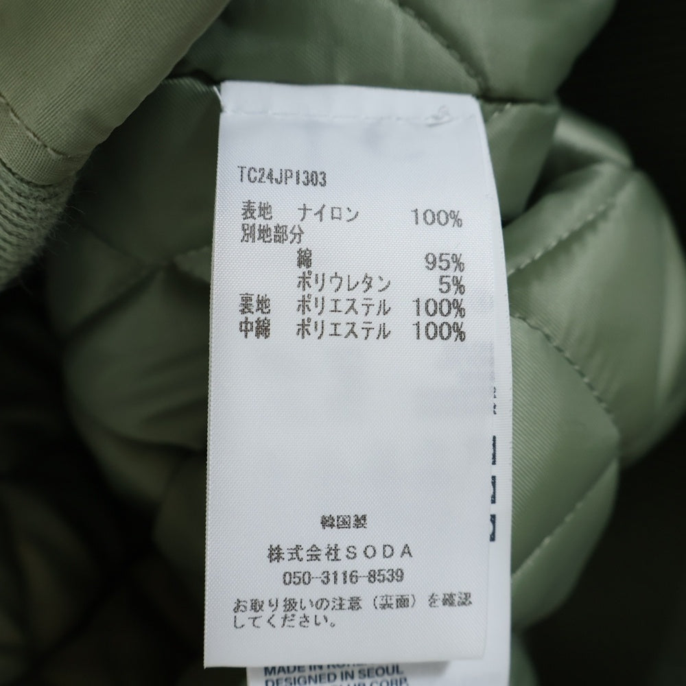 THUG CLUB(サグクラブ) 24AW NYLON STUDDED BOMBER ナイロン スタッズ ブルゾン MA-1 ボンバージャケット カーキ TC24JP1303
