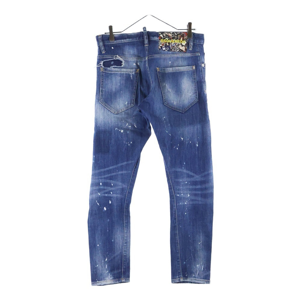 DSQUARED2(ディースクエアード) 19AW Sexy Twist Jean ウォッシュ加工 ボタンフライダメージデニムスキニーパンツ インディゴ S71LB0683 S30342