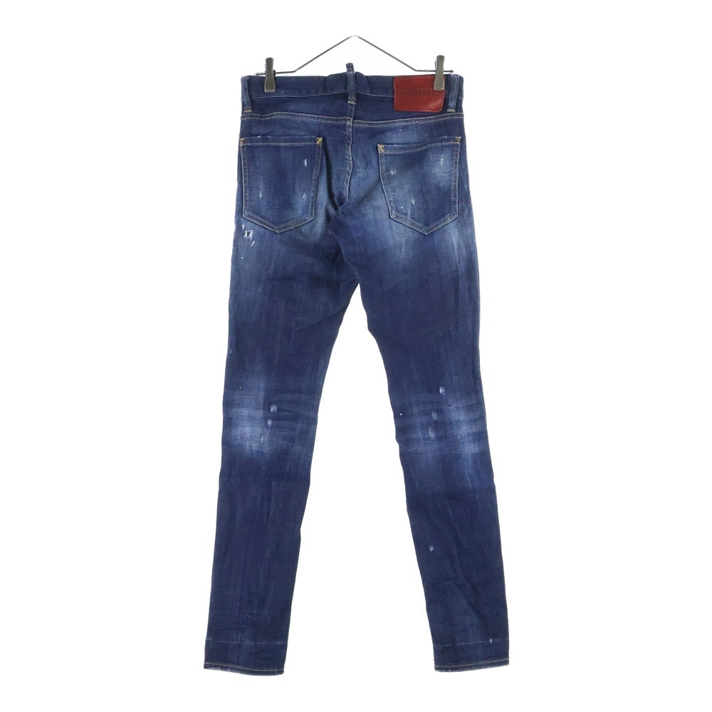 DSQUARED2(ディースクエアード) ボタンフライダメージデニムスキニーパンツ ウォッシュ加工 インディゴ S71LB0364 S30342
